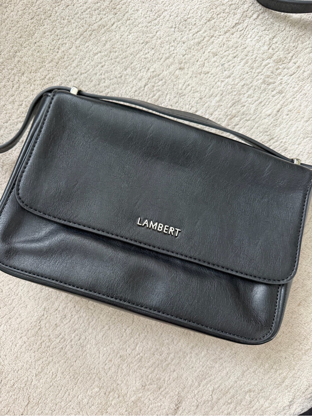 Black Crossbody Bag with Flap Closure